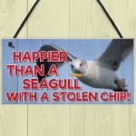 Happier Seagull Funny Nautical Seaside Theme Gift Hanging Plaque