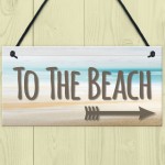 To The Beach Arrow Nautical Seaside Marine Theme Hanging Plaque 