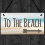 To The Beach Arrow Nautical Seaside Marine Theme Hanging Plaque 