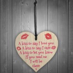 A Kiss To Say I Love You Wooden Heart Hanging Sign Gift Wedding