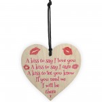 A Kiss To Say I Love You Wooden Heart Hanging Sign Gift Wedding