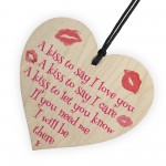 A Kiss To Say I Love You Wooden Heart Hanging Sign Gift Wedding