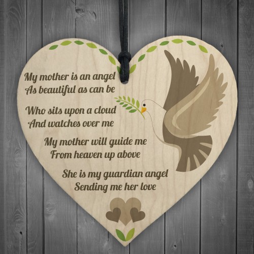 Mother is an Angel Hanging Heart Sign Memorial Mothers Day Gift 