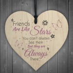 Friends Like Stars Friendship Sign Best Wooden Heart Plaque Gift