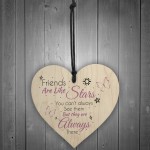 Friends Like Stars Friendship Sign Best Wooden Heart Plaque Gift