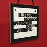 Novelty Friendship I Like You Because Hanging Plaque Bestfriend