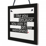 Novelty Friendship I Like You Because Hanging Plaque Bestfriend