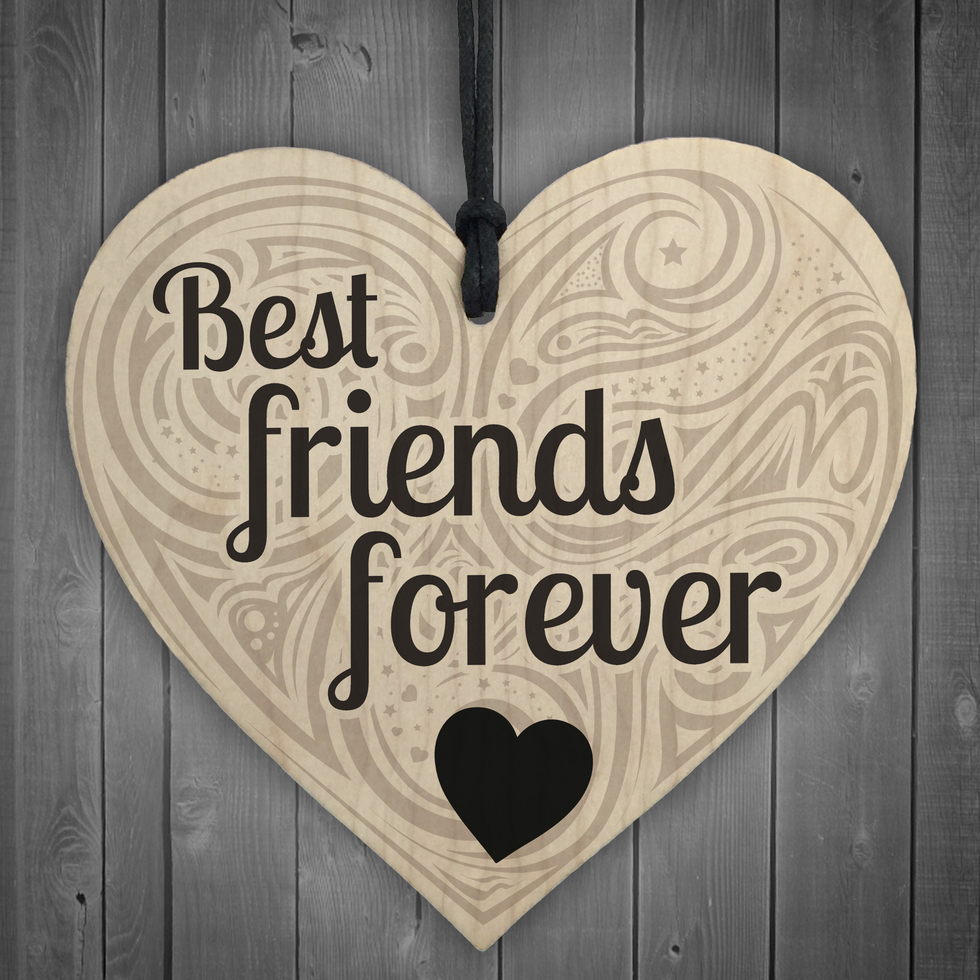 Friendship Best Friends Forever Sign Hanging Wooden Shabby Heart