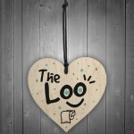 Shabby Chic The LOO Hanging Wooden Heart Home Toilet Plaque Sign