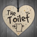 Shabby Chic The Toilet Hanging Wooden Heart Home Toilet Plaque