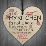 Shabby Chic This Is My Kitchen Hanging Wooden Heart Funny Gift