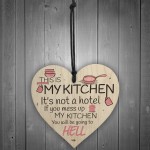 Shabby Chic This Is My Kitchen Hanging Wooden Heart Funny Gift