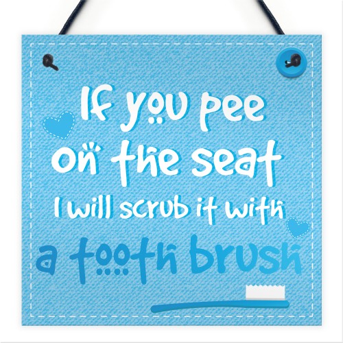 Funny Pee On The Seat Chic Bathroom Door Toilet Sign Loo Art