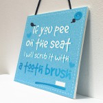 Funny Pee On The Seat Chic Bathroom Door Toilet Sign Loo Art