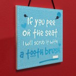 Funny Pee On The Seat Chic Bathroom Door Toilet Sign Loo Art