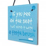 Funny Pee On The Seat Chic Bathroom Door Toilet Sign Loo Art