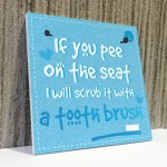 Funny Pee On The Seat Chic Bathroom Door Toilet Sign Loo Art