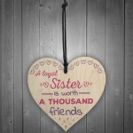 Loyal Sister Shabby Chic Wooden Hanging Heart Plaque Sign