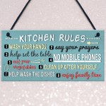 Funny Rustic Kitchen House Rules Hanging Wall Plaque Sign Gift 