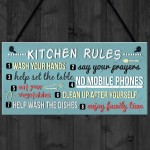 Funny Rustic Kitchen House Rules Hanging Wall Plaque Sign Gift 