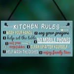 Funny Rustic Kitchen House Rules Hanging Wall Plaque Sign Gift 