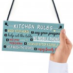 Funny Rustic Kitchen House Rules Hanging Wall Plaque Sign Gift 