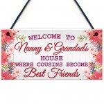 Nanny And Grandads House Shabby Chic Hanging Sign Plaque Gift