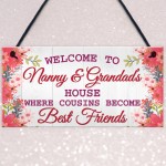 Nanny And Grandads House Shabby Chic Hanging Sign Plaque Gift