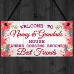 Nanny And Grandads House Shabby Chic Hanging Sign Plaque Gift