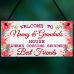 Nanny And Grandads House Shabby Chic Hanging Sign Plaque Gift