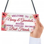 Nanny And Grandads House Shabby Chic Hanging Sign Plaque Gift