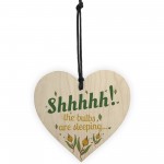 Funny The Bulbs Are Sleeping Wooden Hanging Heart Shed Sign GIFT