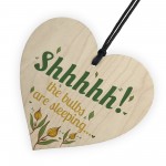 Funny The Bulbs Are Sleeping Wooden Hanging Heart Shed Sign GIFT