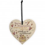 Will You Be My Bridesmaid Wooden Hanging Heart Wedding Invites