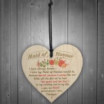 Thank You Maid Of Honour Wooden Heart Wedding Keepsake Gifts 