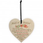 Thank You Maid Of Honour Wooden Heart Wedding Keepsake Gifts 