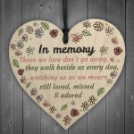 In Memory Wooden Heart Family Memorial Mum Dad Nan Grandad Sign