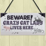 Funny CRAZY CAT LADY Hanging Plaque Animal Lover Sign Cute Gift