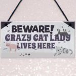 Funny CRAZY CAT LADY Hanging Plaque Animal Lover Sign Cute Gift