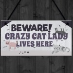 Funny CRAZY CAT LADY Hanging Plaque Animal Lover Sign Cute Gift