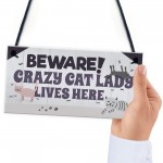 Funny CRAZY CAT LADY Hanging Plaque Animal Lover Sign Cute Gift