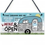 Open Door Policy Caravan Hanging Plaque Novelty Chic Camping Art