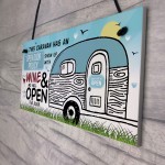 Open Door Policy Caravan Hanging Plaque Novelty Chic Camping Art