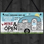 Open Door Policy Caravan Hanging Plaque Novelty Chic Camping Art