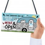 Open Door Policy Caravan Hanging Plaque Novelty Chic Camping Art