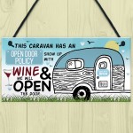 Open Door Policy Caravan Hanging Plaque Novelty Chic Camping Art