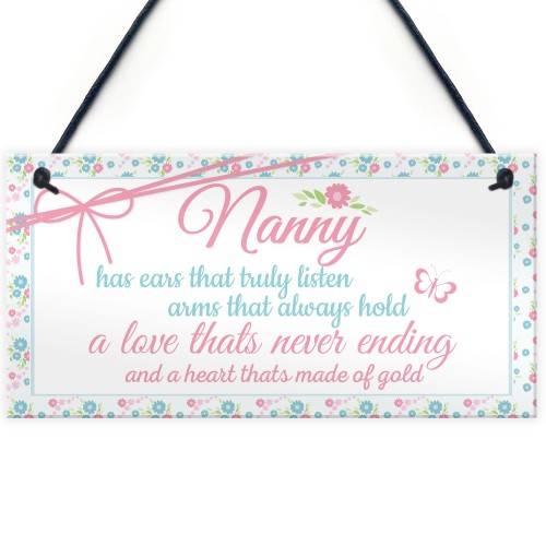 Nanny Heart Of Gold Birthday Gift Sign Cute Nan Nanny Keepsake