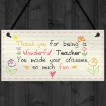 Wonderful Teacher Leaving Nursery Preschool Thankyou Plaque Gift