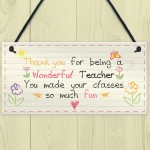 Wonderful Teacher Leaving Nursery Preschool Thankyou Plaque Gift