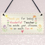 Wonderful Teacher Leaving Nursery Preschool Thankyou Plaque Gift